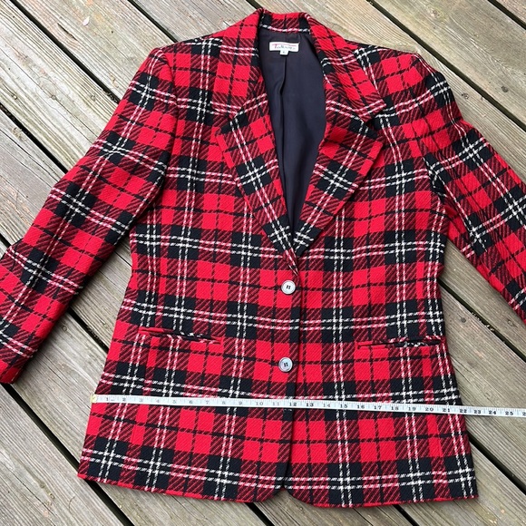 Talbots vintage roomy wool blend plaid blazer L - Picture 9 of 10